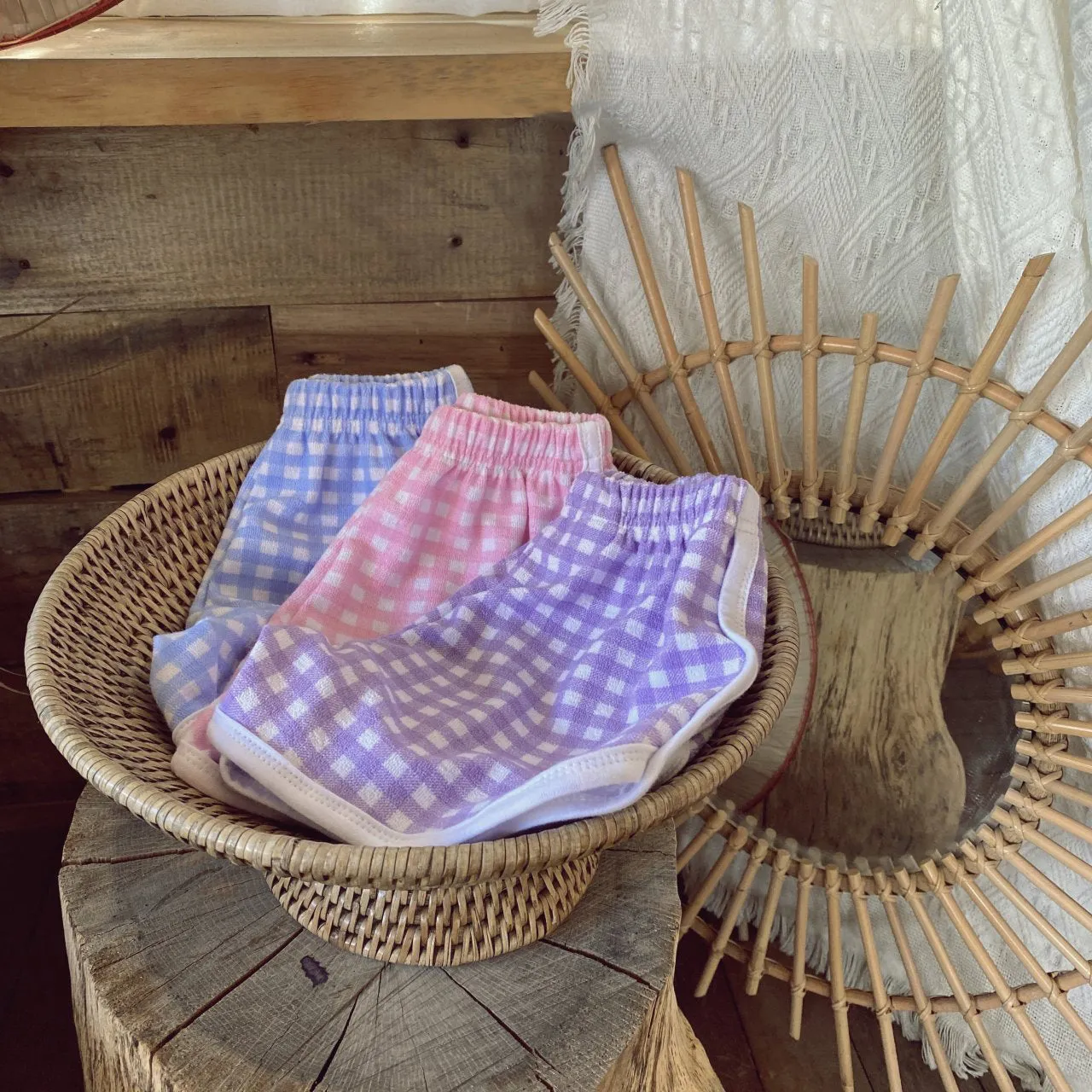 Gingham Terry Shorts - Blue