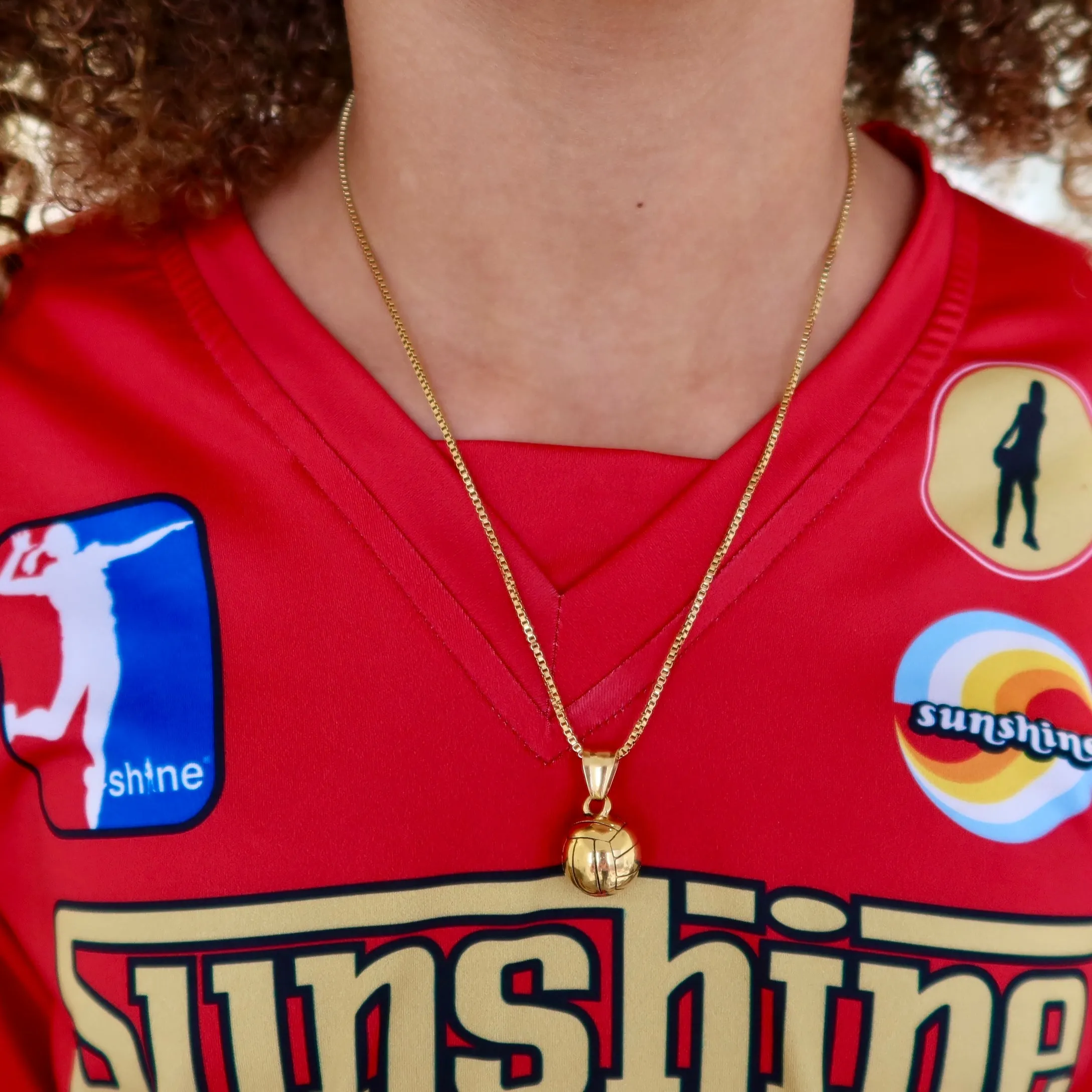 Gold Volleyball Pendant Necklace