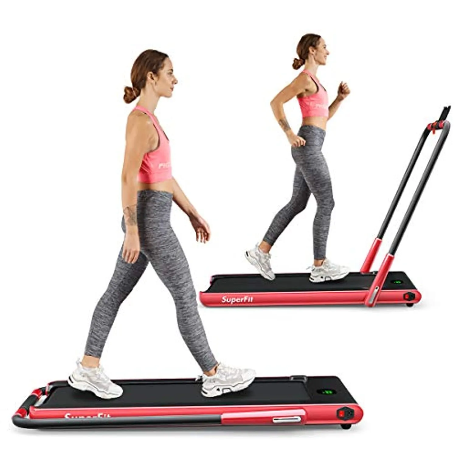 Goplus 2 in 1 Folding Treadmill, 2.25HP Under Desk Electric Superfit Treadmill, Installation-Free with APP Control, Remote Control, Blue Tooth Speaker and LED Display, Walking Jogging for Home Use