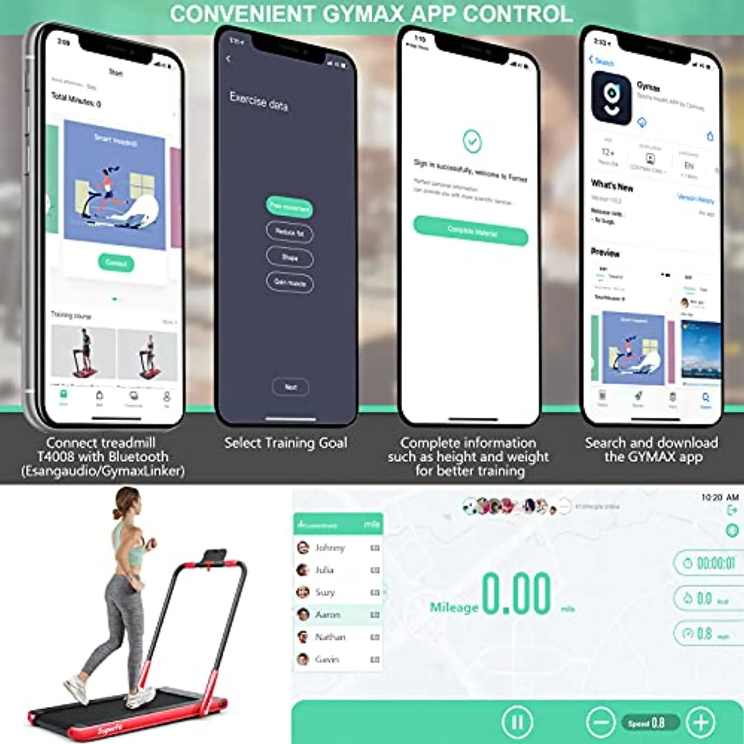 Goplus 2 in 1 Folding Treadmill, 2.25HP Under Desk Electric Superfit Treadmill, Installation-Free with APP Control, Remote Control, Blue Tooth Speaker and LED Display, Walking Jogging for Home Use