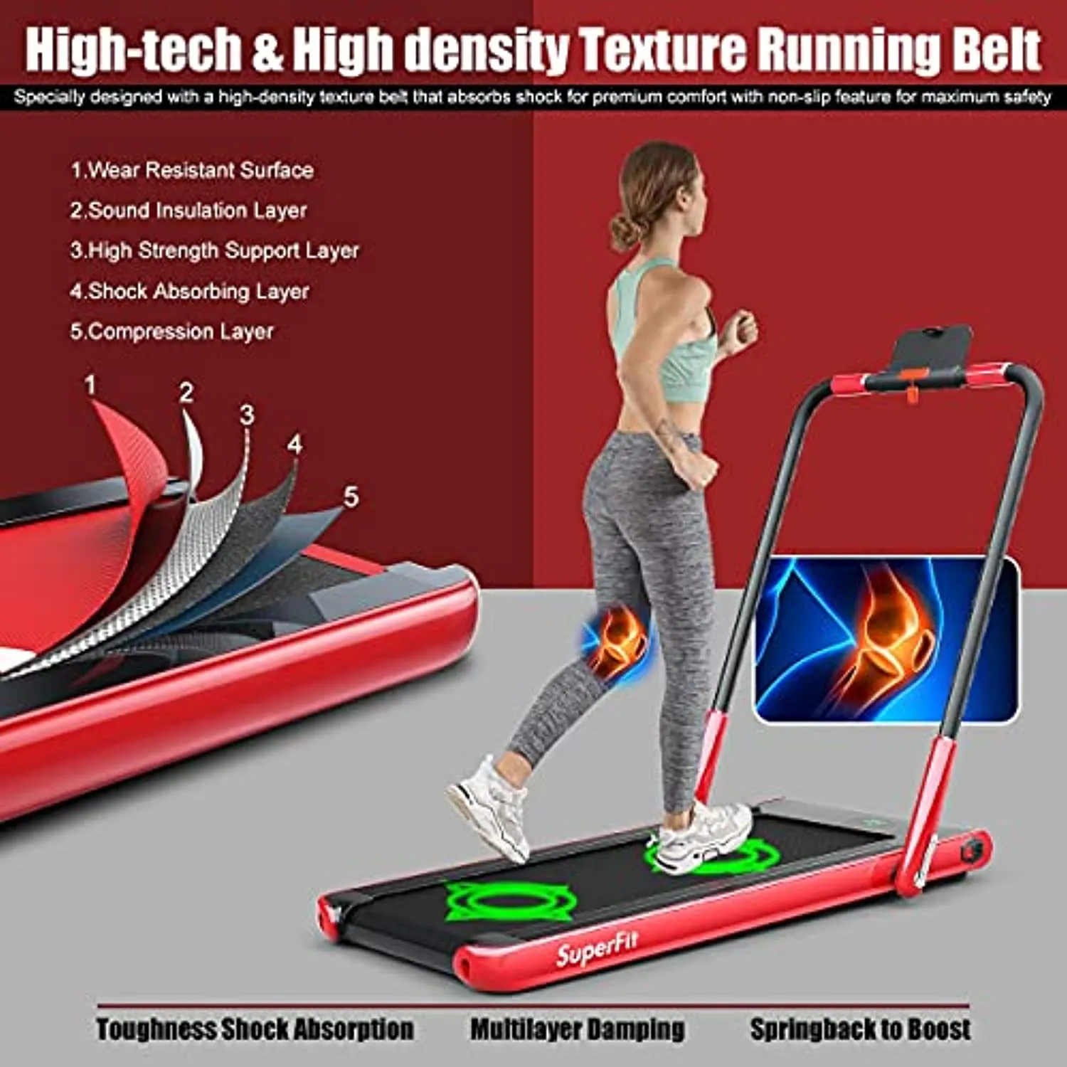 Goplus 2 in 1 Folding Treadmill, 2.25HP Under Desk Electric Superfit Treadmill, Installation-Free with APP Control, Remote Control, Blue Tooth Speaker and LED Display, Walking Jogging for Home Use