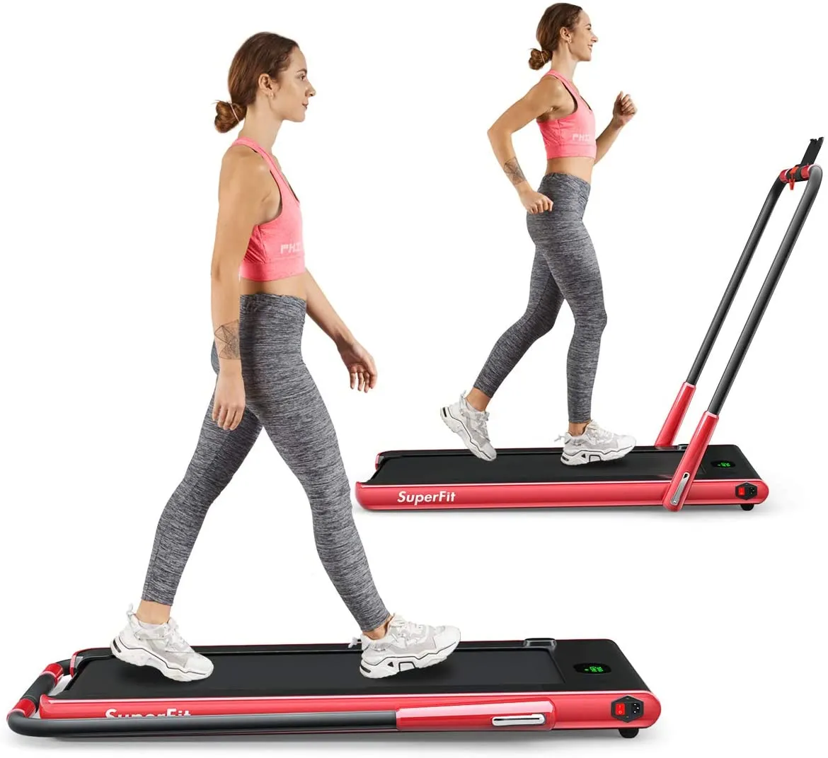 Goplus 2 in 1 Folding Treadmill, 2.25HP Under Desk Electric Superfit Treadmill, Installation-Free with APP Control, Remote Control, Blue Tooth Speaker and LED Display, Walking Jogging for Home Use
