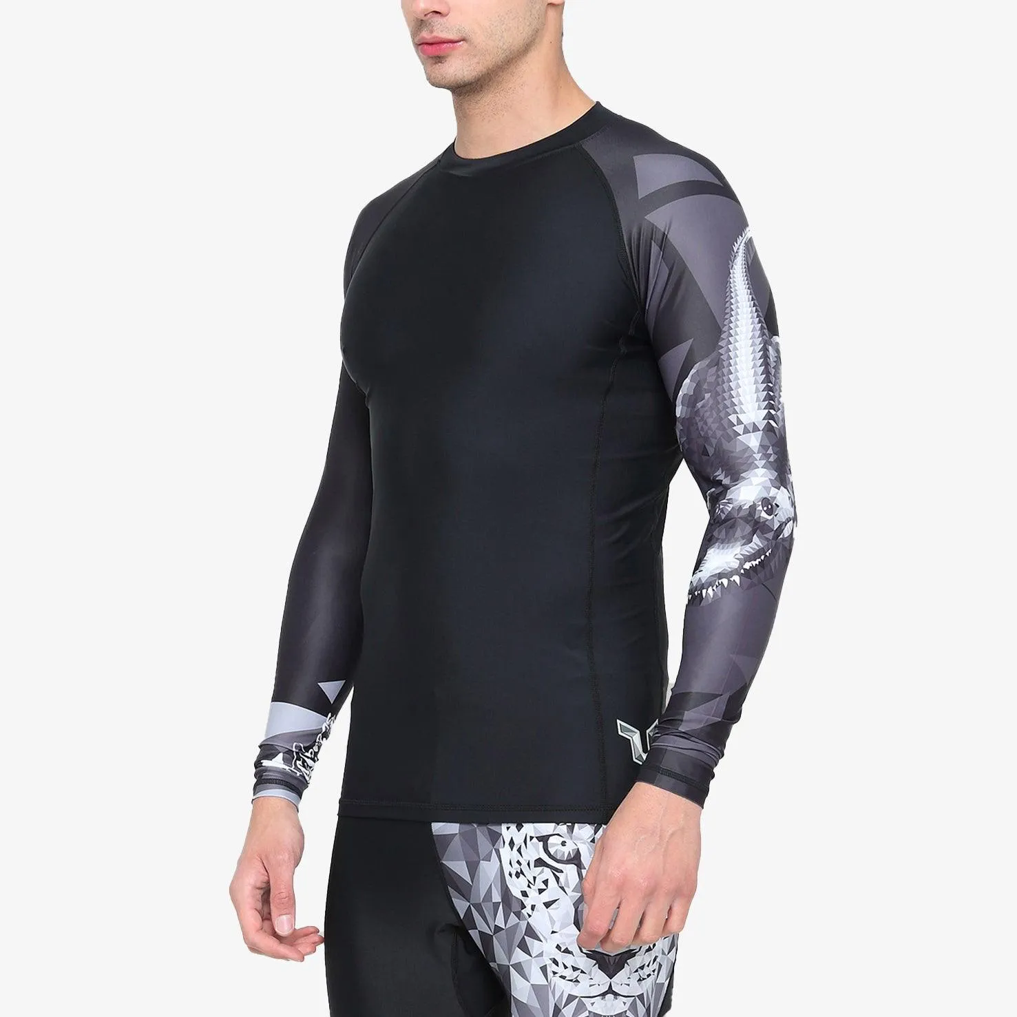 Graphic UPF50  Long Sleeve Rash Guard for Men - Alligator Style