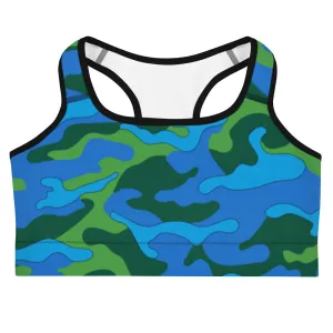 Green & Blue Camo Sports Bra