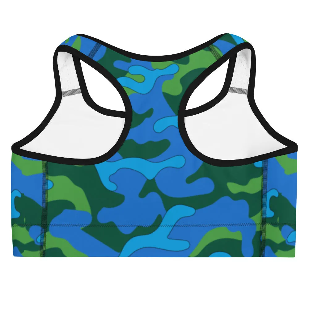 Green & Blue Camo Sports Bra
