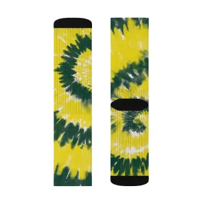 Green & Yellow Tie Dye Adult Crew Socks
