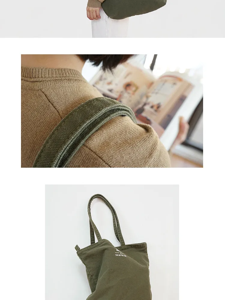 Green Canvas Tote Bag Canvas Reusable Grocery Shopping Bag Canvas Shoulder Tote Bag