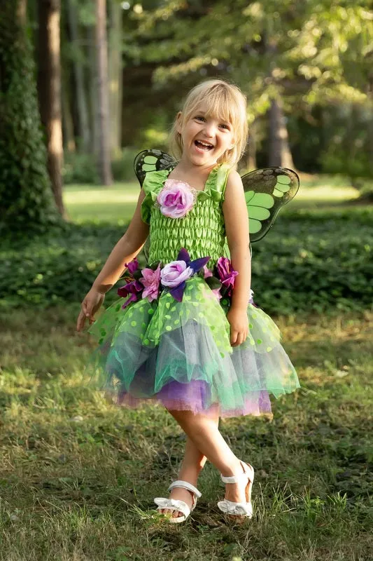 Green Fairy Blooms Deluxe Dress with Wings