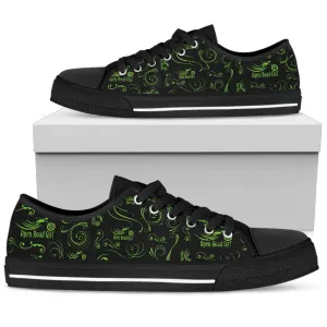 Green Scatter Design Open Road Girl Black Sole Women's Low Top custom Shoe