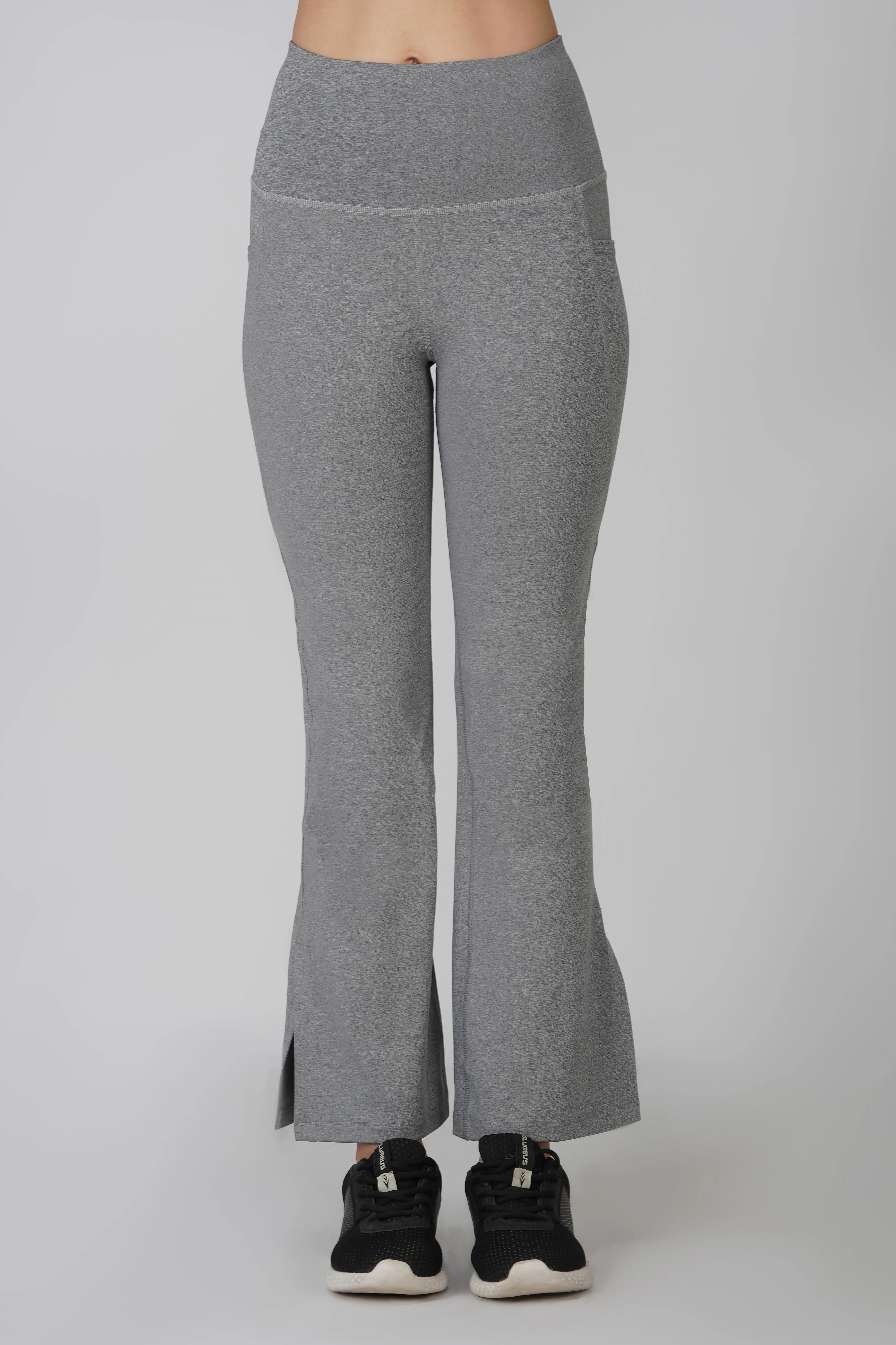 Grey Side Slit Flare Pant