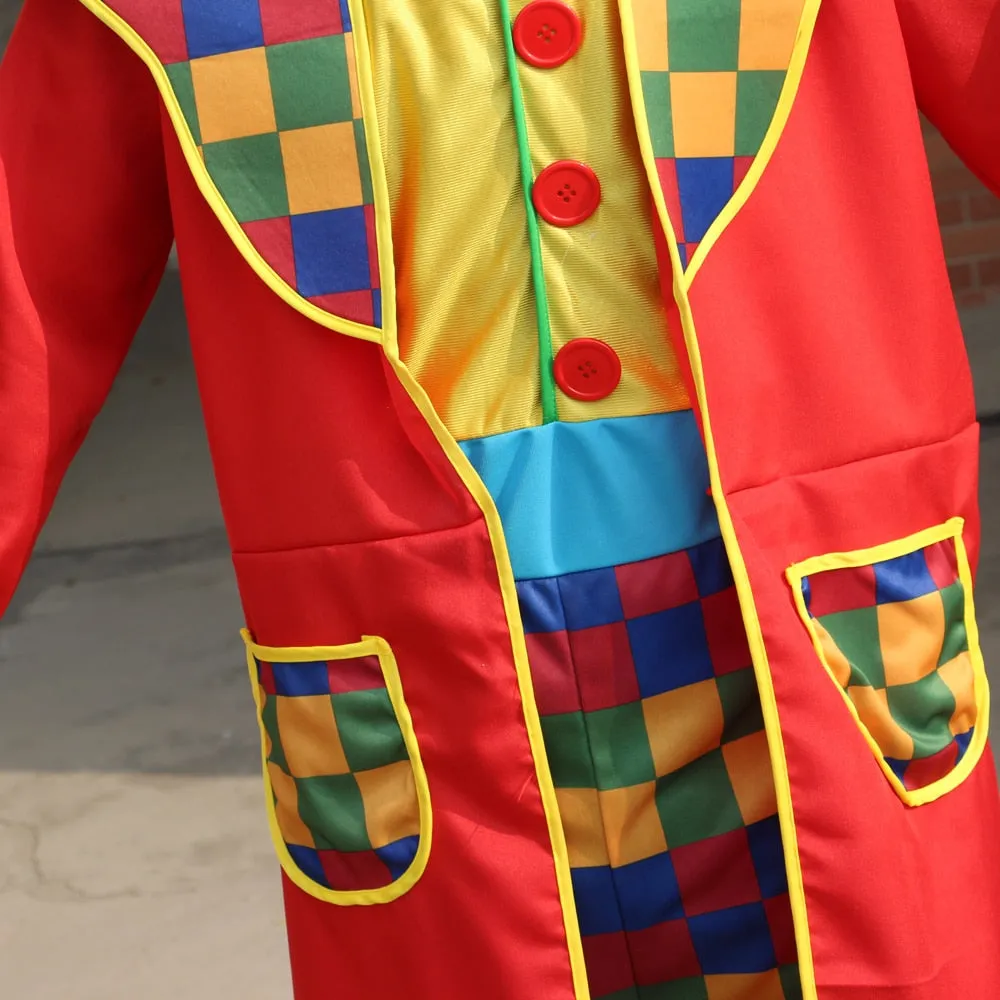 Halloween Adult Funny Circus Clown Cosplay Costumes Carnival Party Show With Wig Shoes Sponge Nose Dress for Men Women