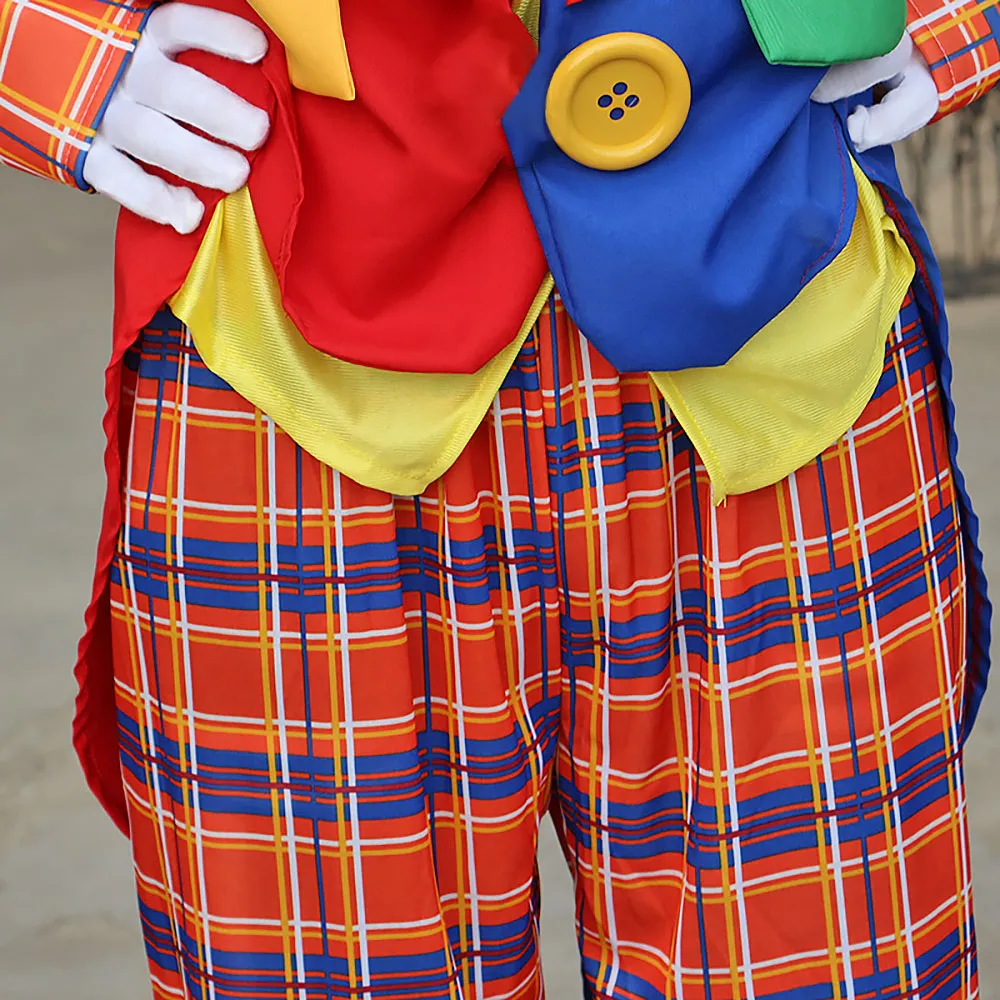 Halloween Adult Funny Circus Clown Cosplay Costumes Carnival Party Show With Wig Shoes Sponge Nose Dress for Men Women
