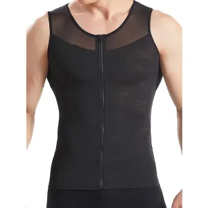 HANERDUN Men Compression Shirt Slimming Body Shaper Vest Tummy Control Shapewear with Zipper