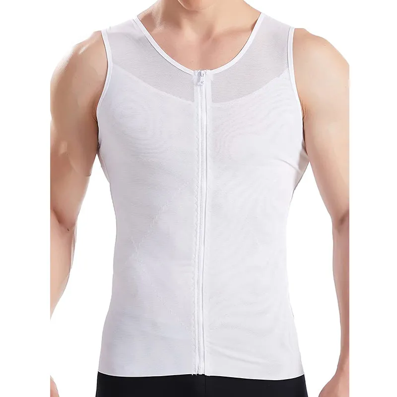 HANERDUN Men Compression Shirt Slimming Body Shaper Vest Tummy Control Shapewear with Zipper