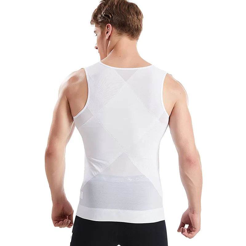 HANERDUN Men Compression Shirt Slimming Body Shaper Vest Tummy Control Shapewear with Zipper