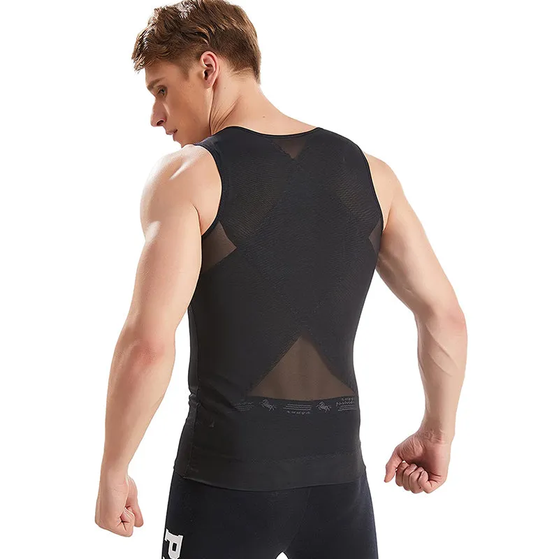 HANERDUN Men Compression Shirt Slimming Body Shaper Vest Tummy Control Shapewear with Zipper