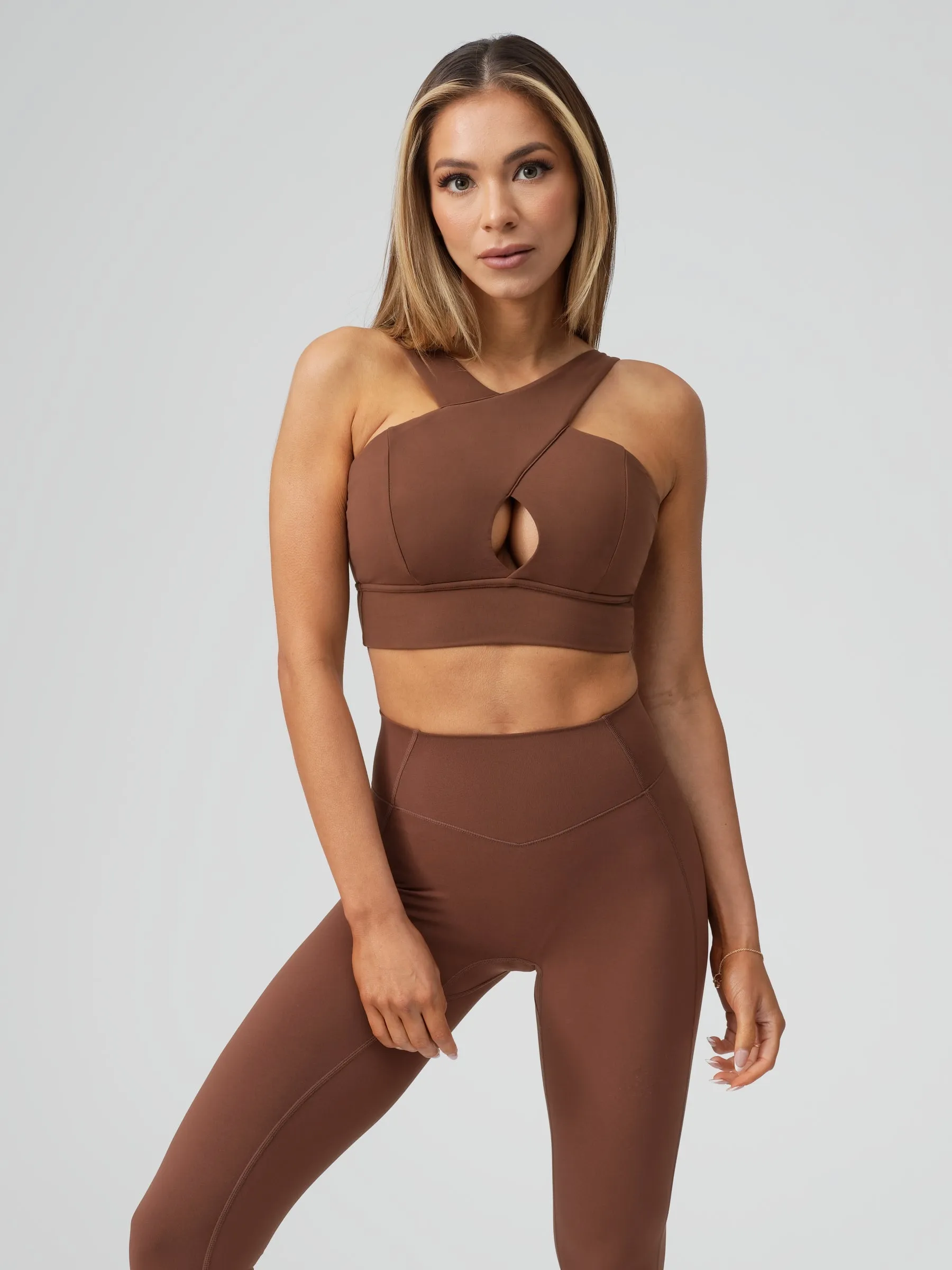 Harmony Halter Sports Bra - Mocha