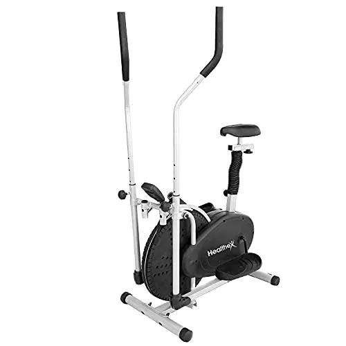 Healthex Orbitrek/Orbitrac Exercise Cycle and Cross Trainer | Dual Trainer 2in1 Home Fitness Gym Equipment 1350R for Home Gym with 1Year Warranty (Silver/Black)