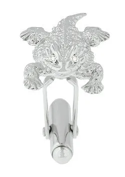 Horned Lizard Cufflinks in Sterling Silver with Diamond Eyes - Horned Frogs