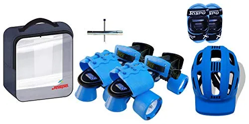 Jaspo Marshal Blue Adjustable Roller Skates Combo (Skates   Helmet   Knee Guards   Bag) - for Age Group 6 to 14 Years