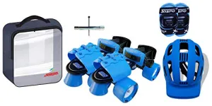 Jaspo Marshal Blue Adjustable Roller Skates Combo (Skates   Helmet   Knee Guards   Bag) - for Age Group 6 to 14 Years