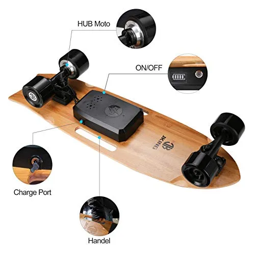 Jking Electric Skateboard Electric Longboard with Remote Control Electric Skateboard,700W Hub-Motor,16.7 MPH Top Speed,8.2 Miles Range,3 Speeds Adjustment,12 Months Warranty