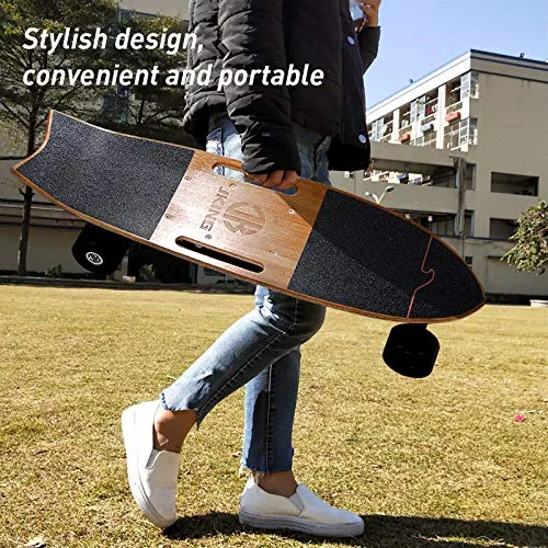 Jking Electric Skateboard Electric Longboard with Remote Control Electric Skateboard,700W Hub-Motor,16.7 MPH Top Speed,8.2 Miles Range,3 Speeds Adjustment,12 Months Warranty