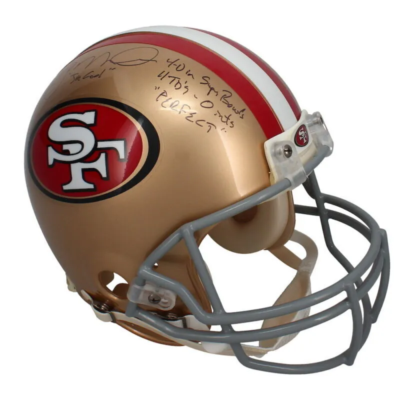 Joe Montana Autographed "Joe Cool" Stat Authentic Helmet Steiner LE 16
