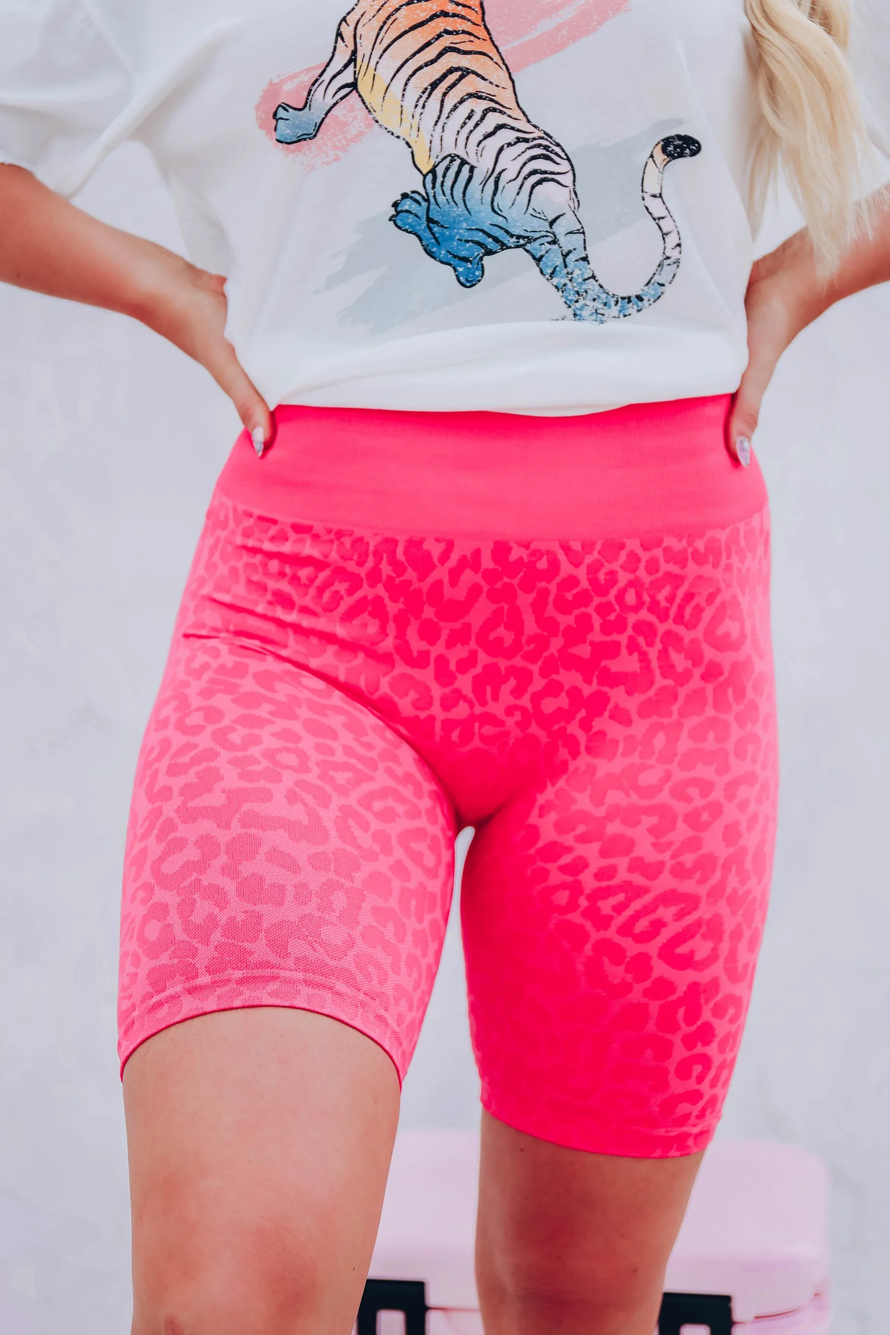 Keep it Cool Leopard Biker Shorts - Pink