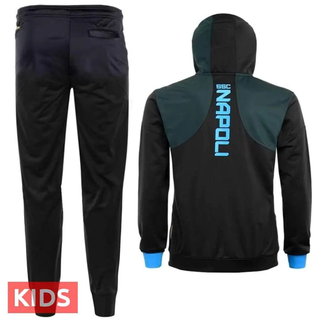 Kids - SSC Napoli dark blue hooded presentation soccer tracksuit 2018/19 - Kappa