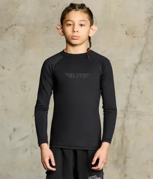 Kids' Standard Black Long Sleeve MMA Rash Guard