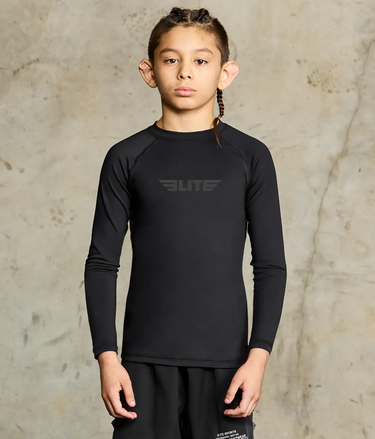 Kids' Standard Black Long Sleeve MMA Rash Guard