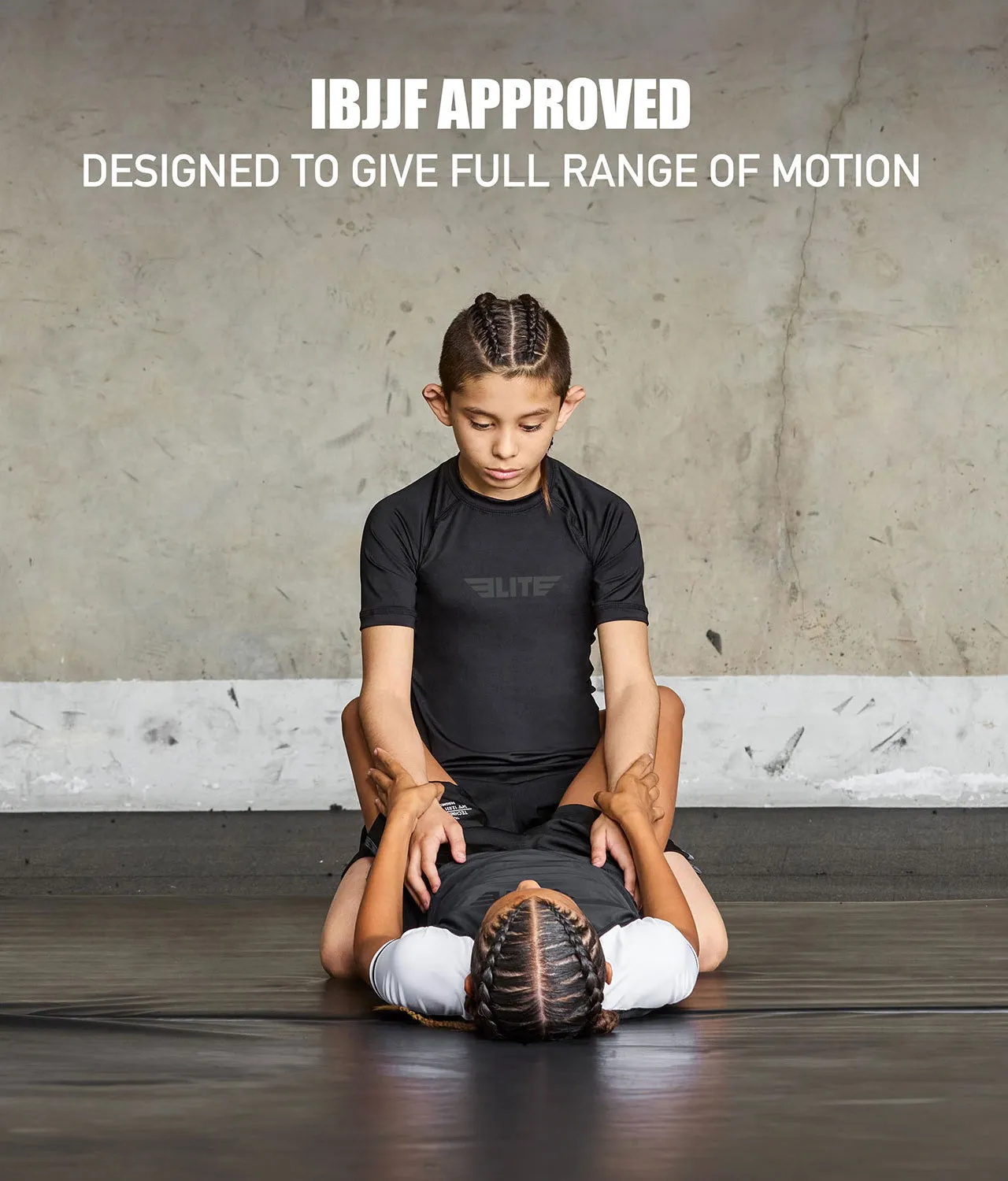 Kids' Standard Black Short Sleeve Boxing Rash Guard
