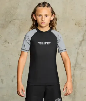 Kids' Standard Gray Short Sleeve No-Gi BJJ Rash Guard