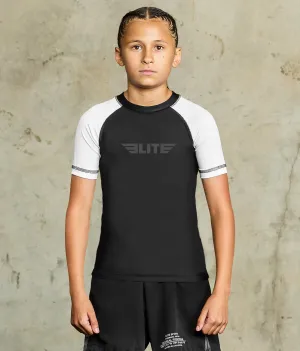 Kids' Standard White Short Sleeve Boxing Rash Guard