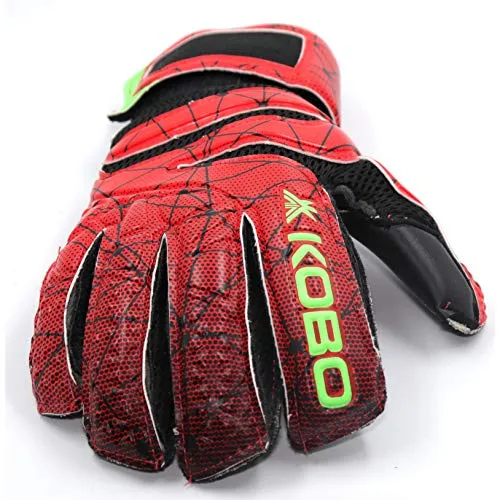 Kobo GKG-06 Football/Soccer Goalie Goal Latex Keeper Gloves, Strong Grip for The Toughest Saves, with Finger Spines to Give Splendid Protection and Comfort, 9.5, with Finger Save