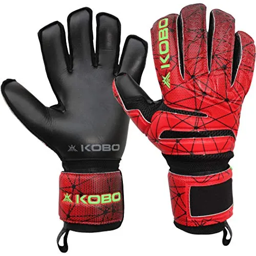 Kobo GKG-06 Football/Soccer Goalie Goal Latex Keeper Gloves, Strong Grip for The Toughest Saves, with Finger Spines to Give Splendid Protection and Comfort, 9.5, with Finger Save
