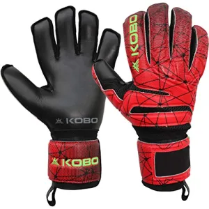 Kobo GKG-06 Football/Soccer Goalie Goal Latex Keeper Gloves, Strong Grip for The Toughest Saves, with Finger Spines to Give Splendid Protection and Comfort, 9.5, with Finger Save