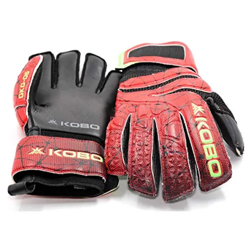 Kobo GKG-06 Football/Soccer Goalie Goal Latex Keeper Gloves, Strong Grip for The Toughest Saves, with Finger Spines to Give Splendid Protection and Comfort, 9.5, with Finger Save