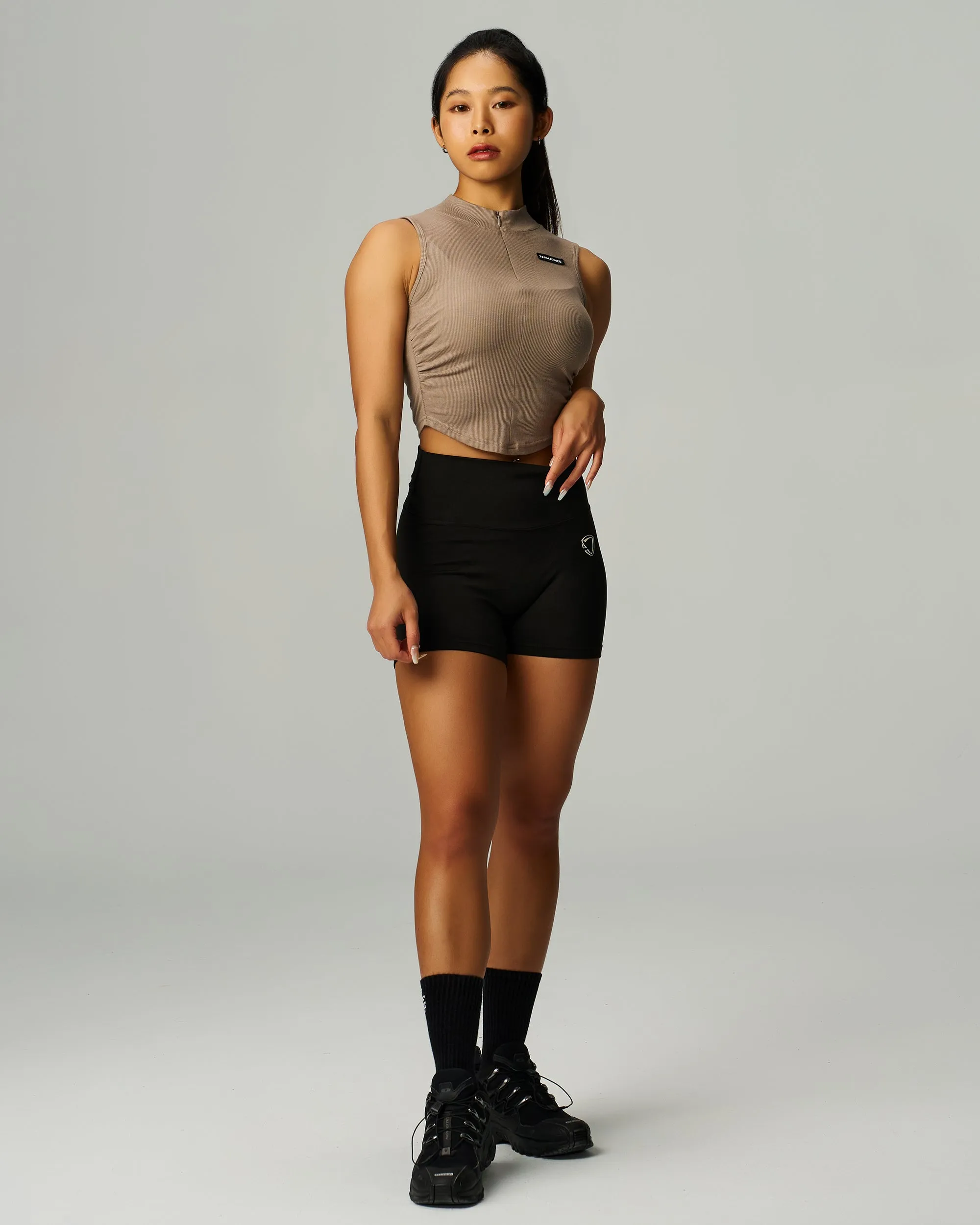 Label Mock Neck Crop Tank