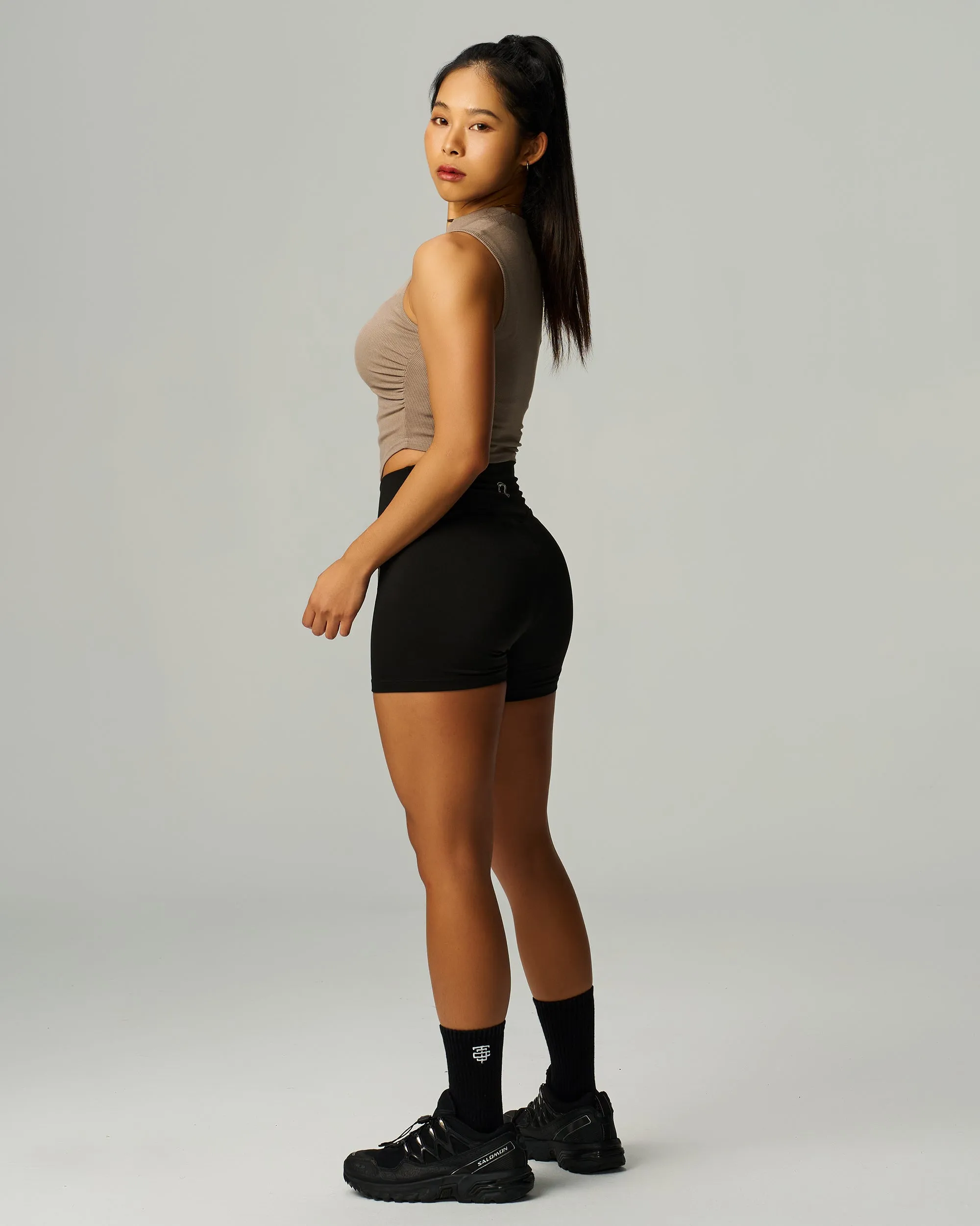 Label Mock Neck Crop Tank