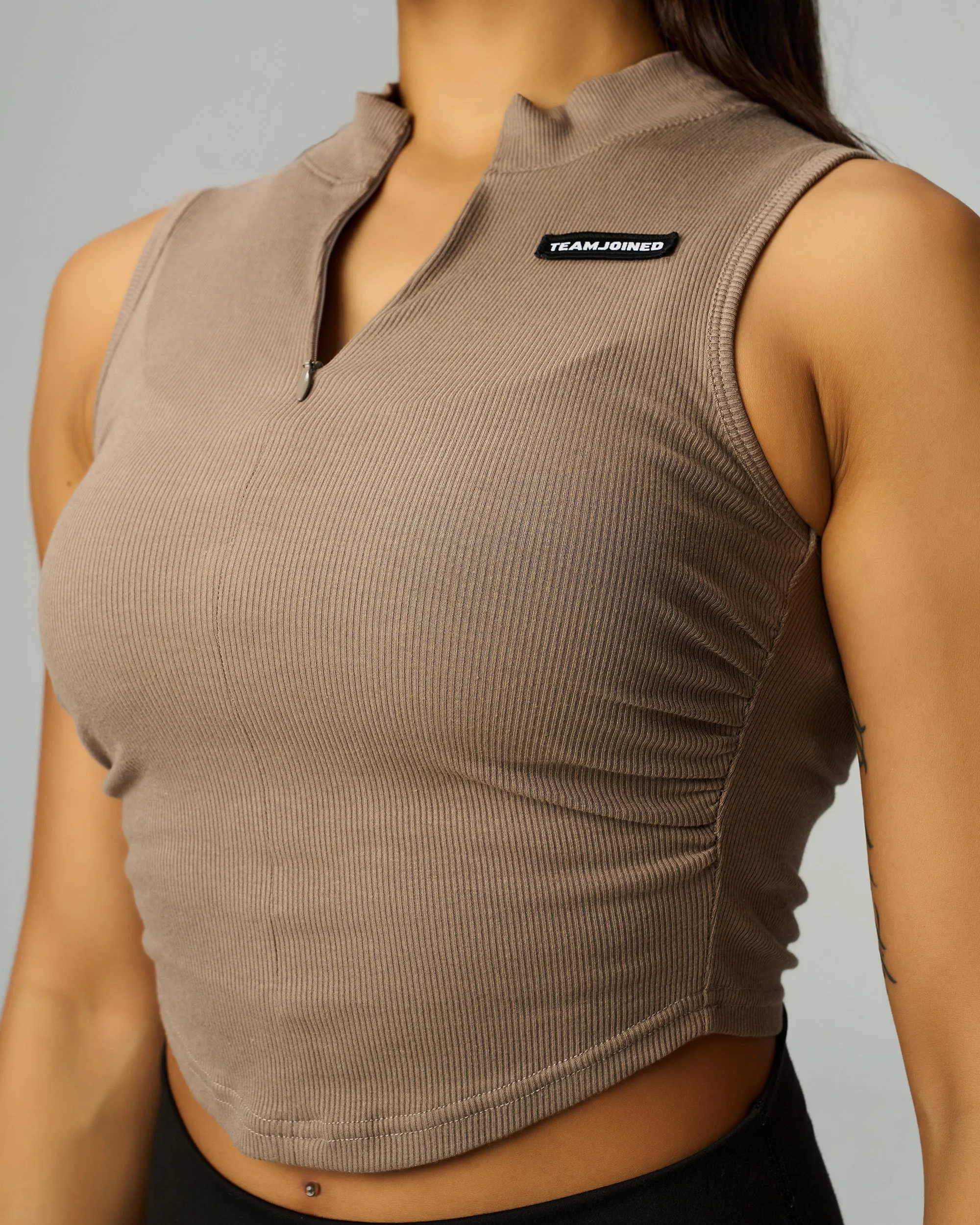 Label Mock Neck Crop Tank