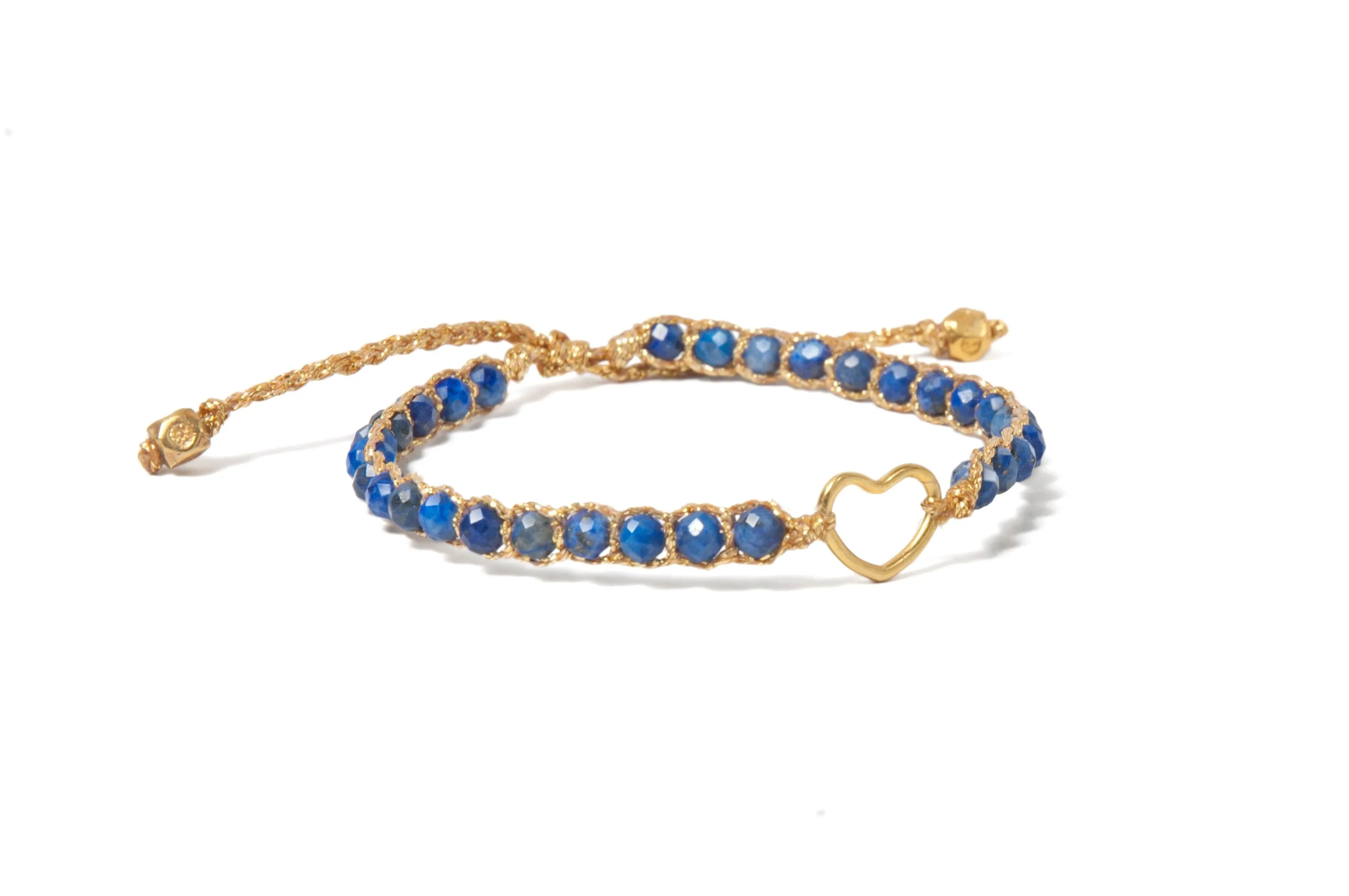 Lapis Lazuli Heart Kids Bracelet | Gold