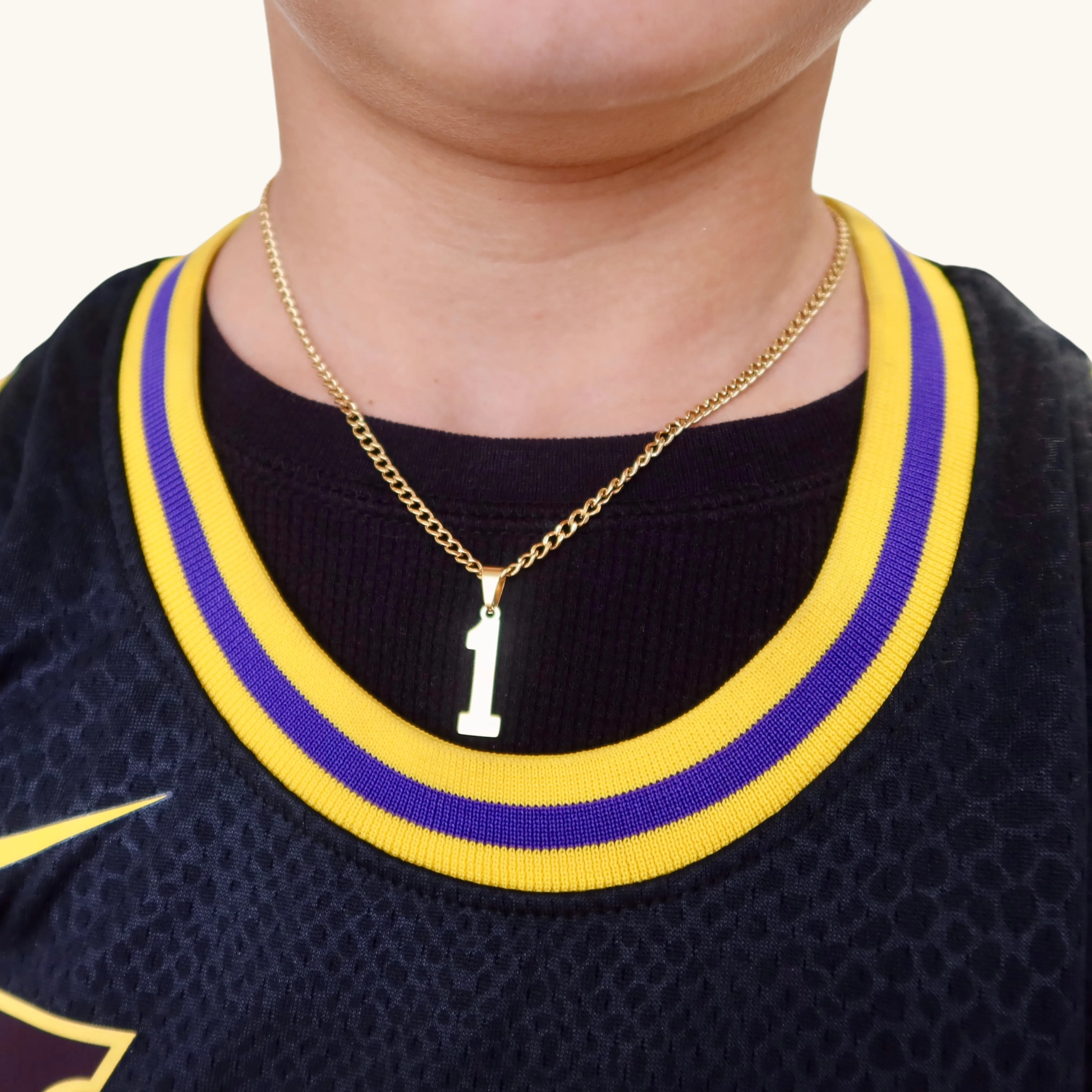 Large Gold Number Cuban Link Necklace