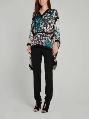 Leaf Print Flared Sleeve Kaftan