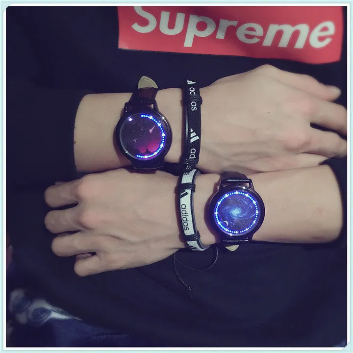 LED Fashion Men Women Waterproof Sports Wrist Watch with Leather Band L