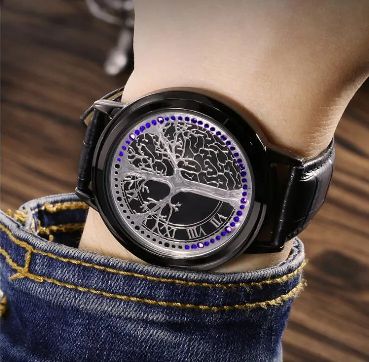LED Fashion Men Women Waterproof Sports Wrist Watch with Leather Band L