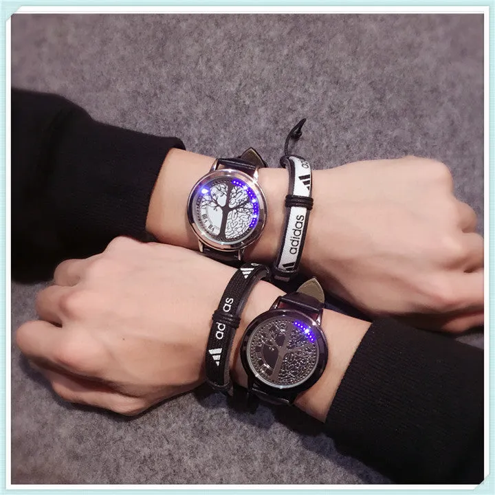LED Fashion Men Women Waterproof Sports Wrist Watch with Leather Band L