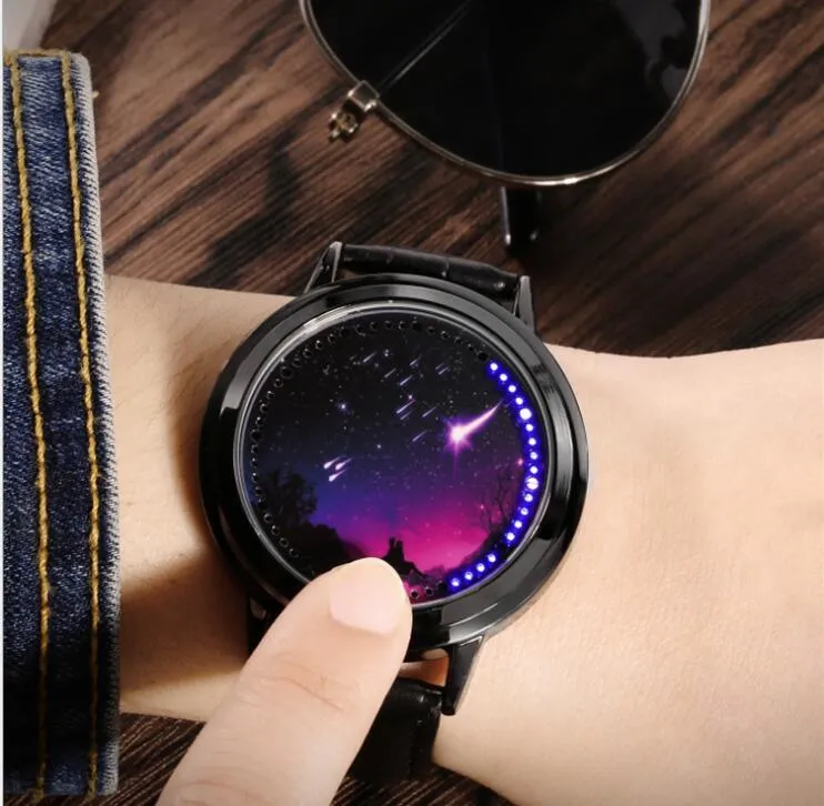 LED Fashion Men Women Waterproof Sports Wrist Watch with Leather Band S