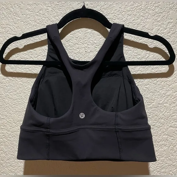 Lululemon Wunder Train Long Line Black Racerback Sports Bra Size 8